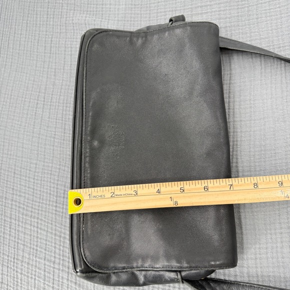 Vtg Stone Mountain Leather Crossbody Bag Black Some Distressing USA Made‎ Purse - Picture 11 of 16